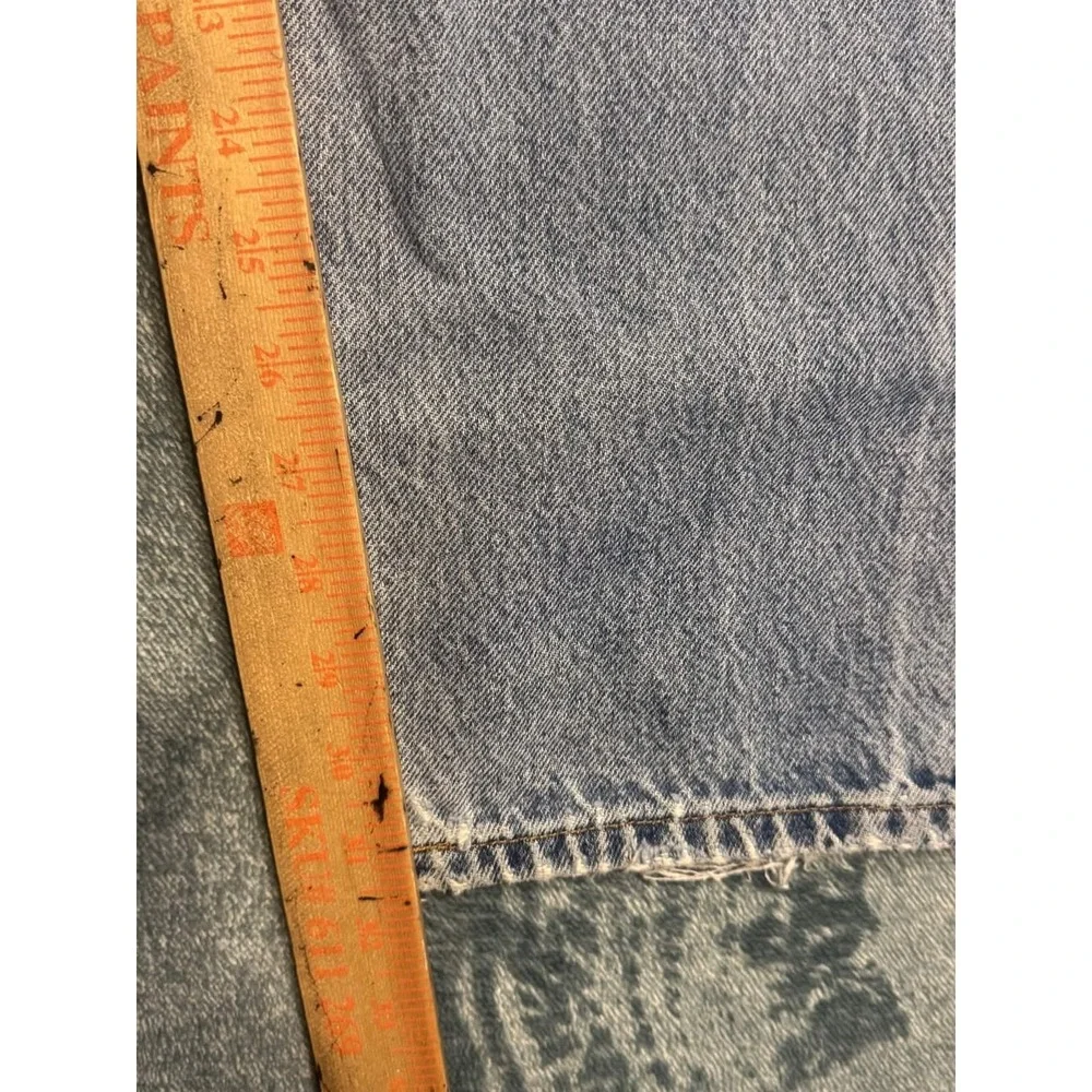Levis Mens 36x34 Relaxed Straight Leg Jeans Light Blue Distressed Thrashed